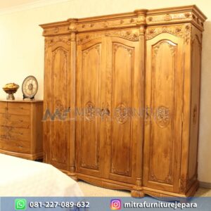 Lemari Pakaian Kayu Jati French Armoire Natural